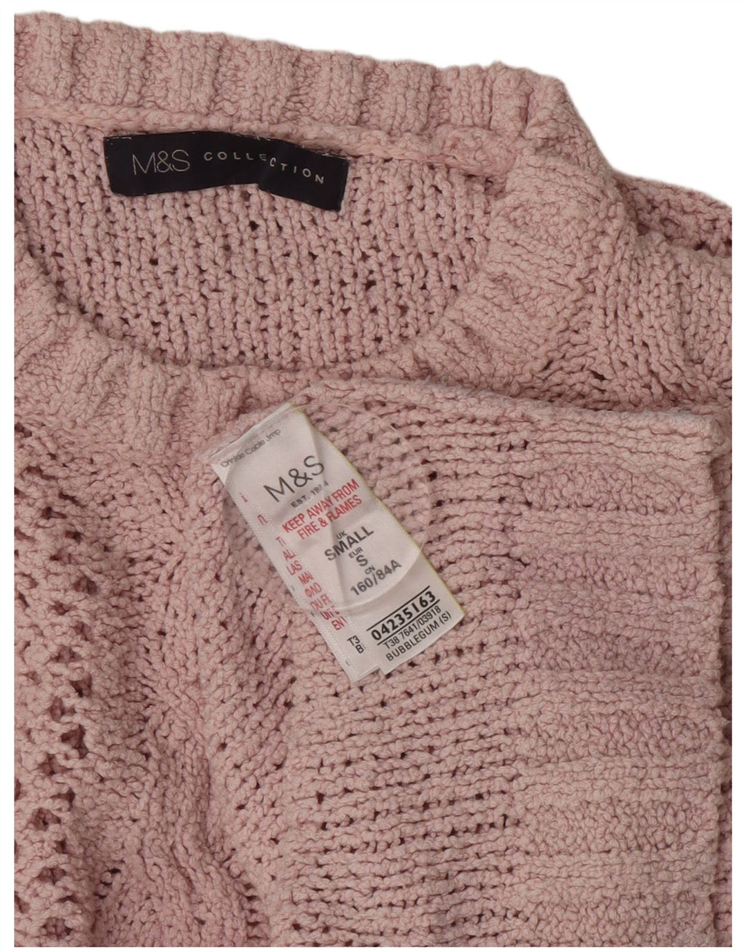 Maglione maglione girocollo oversize da donna Marks & Spencer UK 10 piccolo rosa