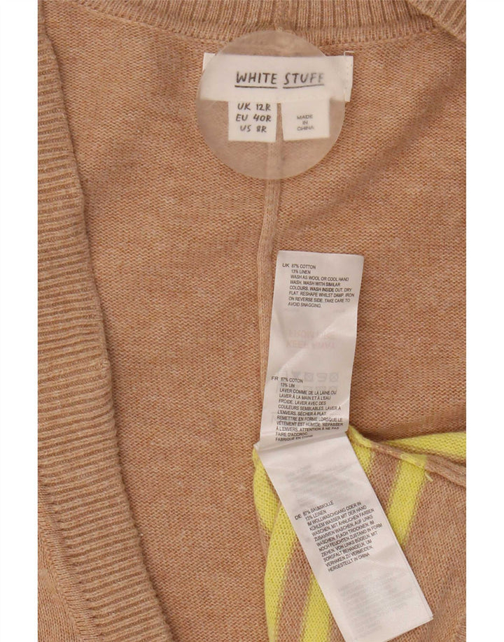 Maglione cardigan oversize da donna White Stuff UK 12 Beige medio a righe