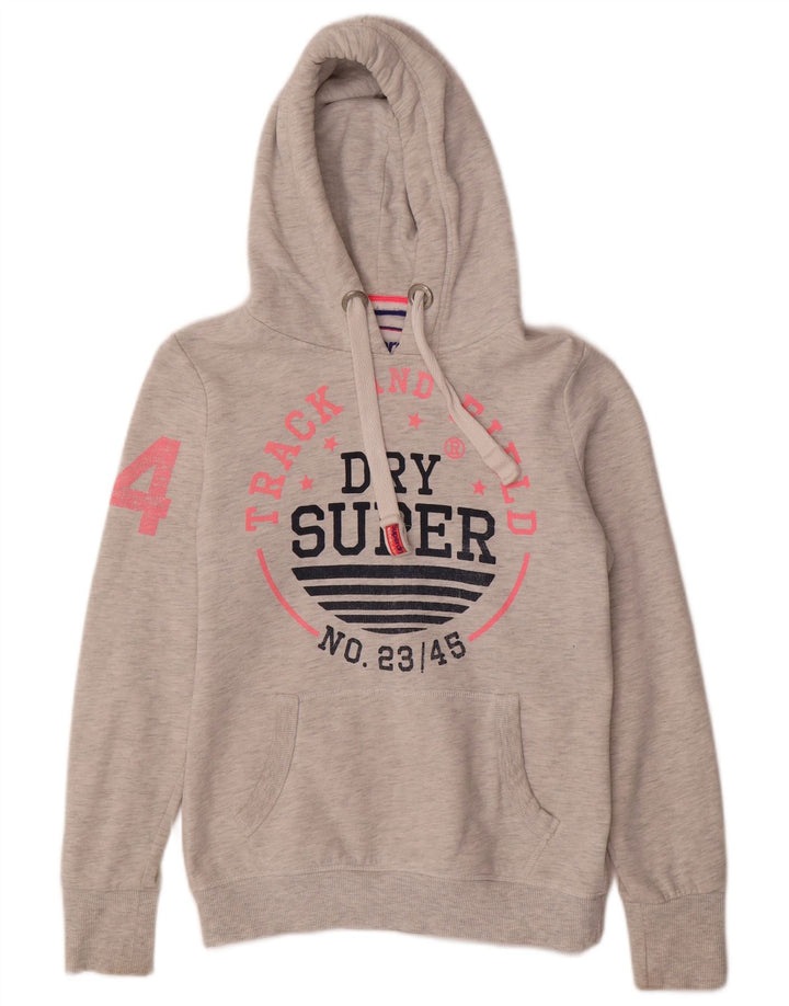 Maglione con cappuccio grafico da donna SUPERDRY UK 10 piccolo cotone grigio