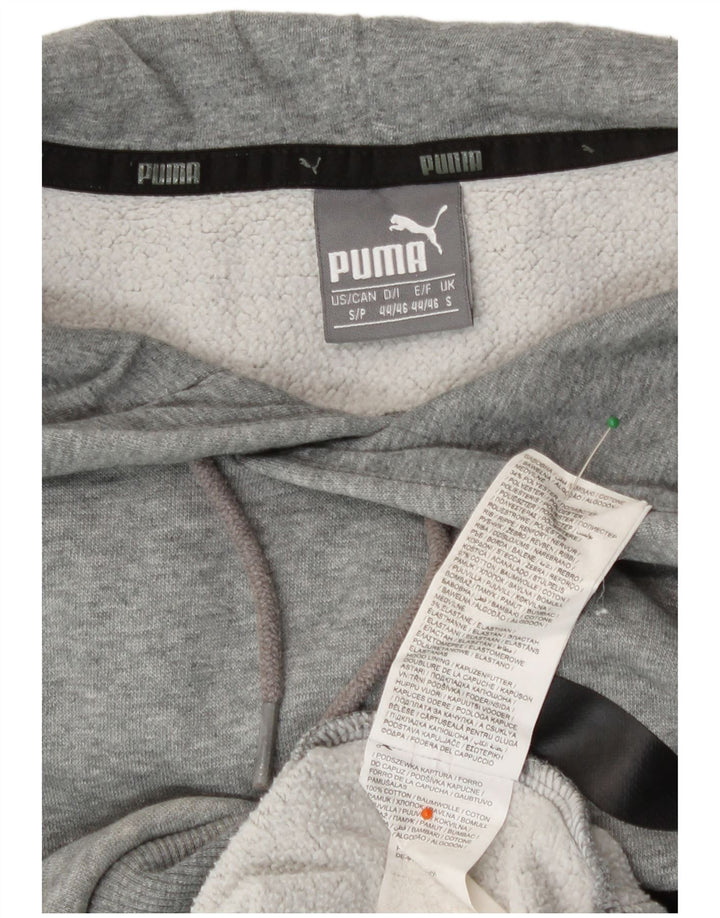 Felpa con cappuccio grafica da uomo Puma piccola in cotone chiazzato grigio