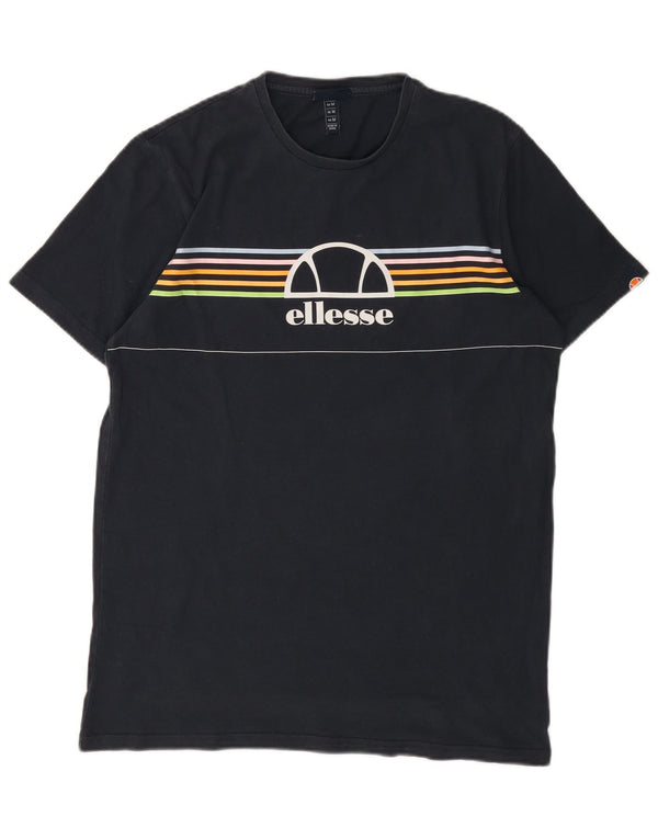 ELLESSE T-shirt grafica da uomo Top a righe medie blu navy