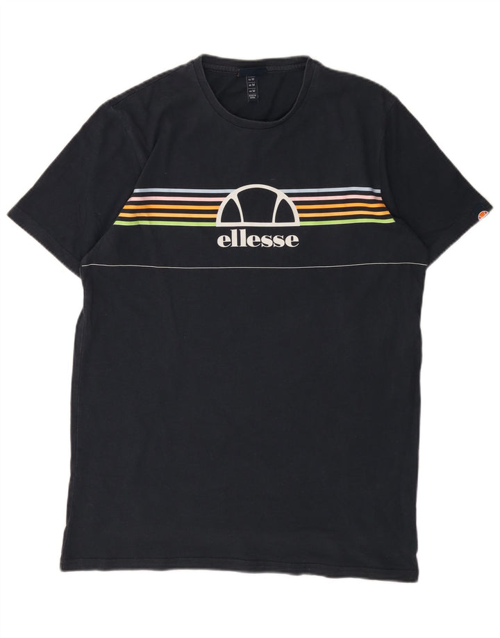 ELLESSE T-shirt grafica da uomo Top a righe medie blu navy