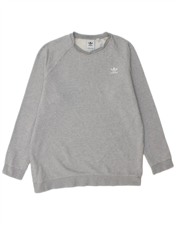 ADIDAS Mens Sweatshirt Jumper Large Grey Cotton