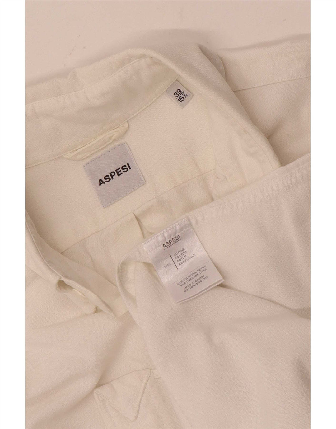 Camicia da uomo Aspesi taglia 39 15 1/2 cotone bianco medio