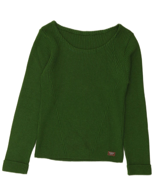 Maglione maglione con scollo a barca da donna Guess UK 8 piccolo verde