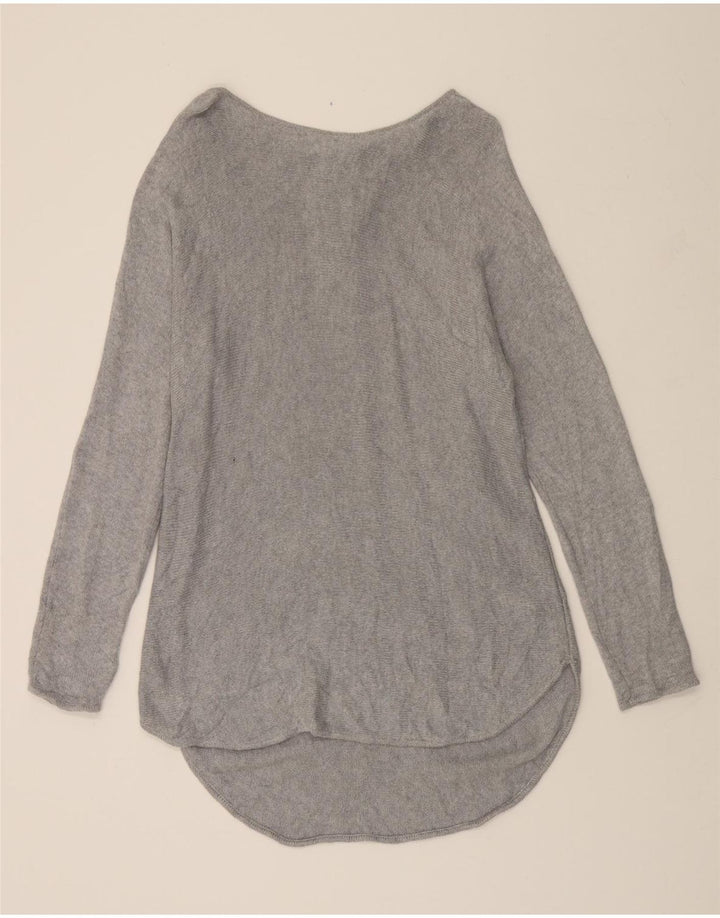 MICHAEL KORS Womens Longline Boat Neck Jumper Sweater UK 14 Medium Grey Vintage Michael Kors and Second-Hand Michael Kors from Messina Hembry 