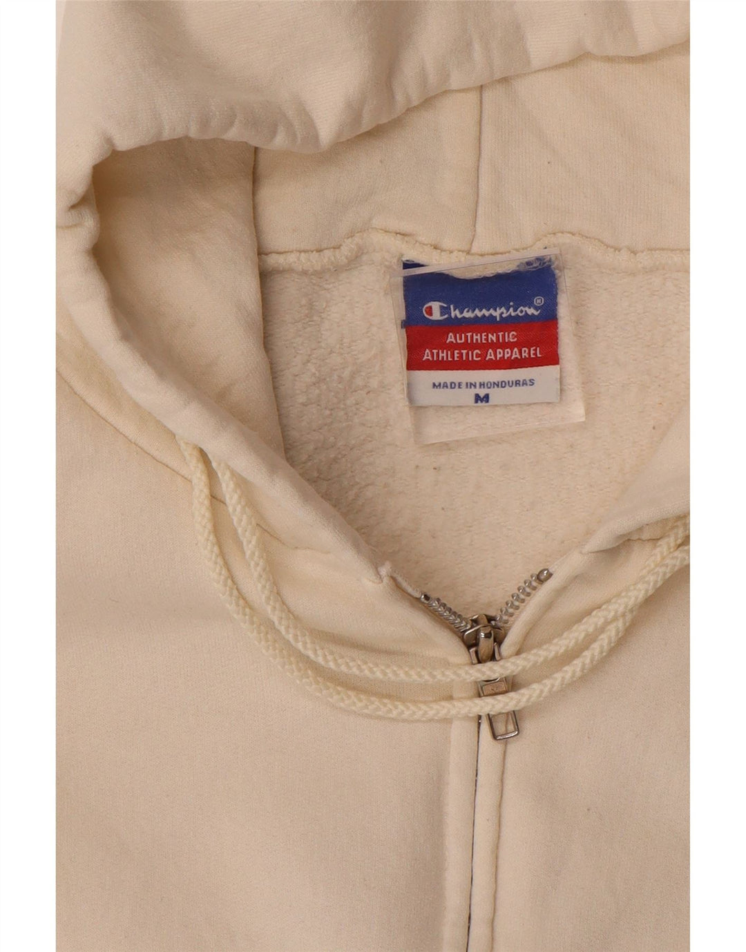 CHAMPION Mens Zip Hoodie Sweater Medium Off White