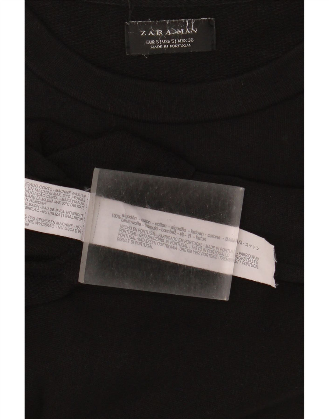 T-shirt Zara da uomo Top Small in cotone nero