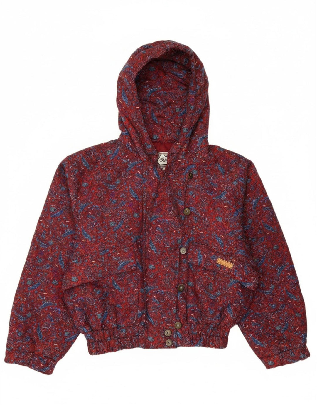oltre Giubbotto bomber oversize da donna con cappuccio UK 10 Small Red Paisley