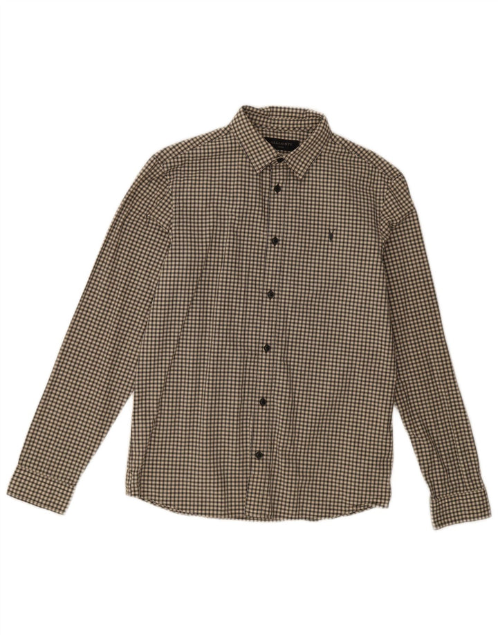 Camicia da uomo All Saints piccola in cotone a quadretti beige