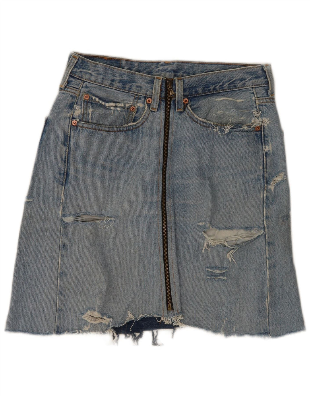 Gonna Levi's da donna in denim invecchiato 501 W33 grande blu