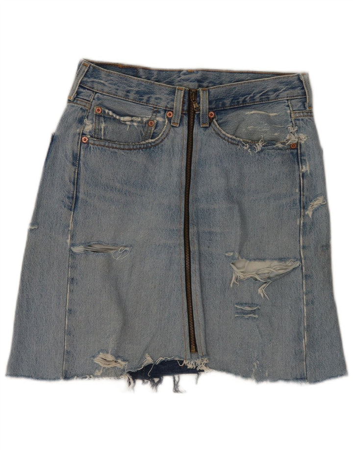 Gonna Levi's da donna in denim invecchiato 501 W33 grande blu