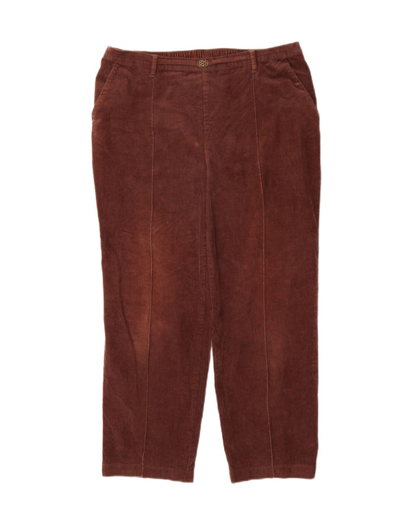 Pantaloni di velluto a coste a vita alta da donna Marks & Spencer UK 14 Large W34 L28 Bro