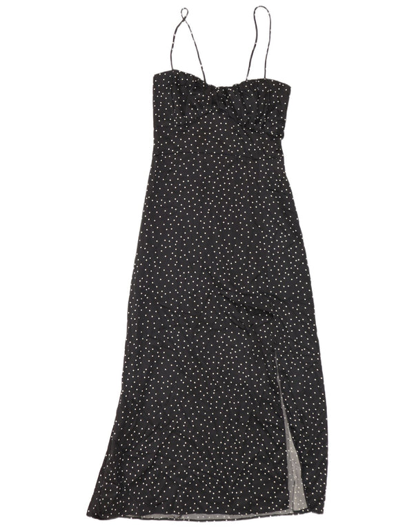 Abito sottoveste da donna Zara UK 12 poliestere medio a pois nero