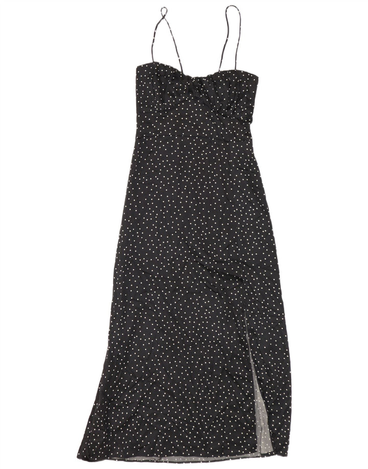 Abito sottoveste da donna Zara UK 12 poliestere medio a pois nero