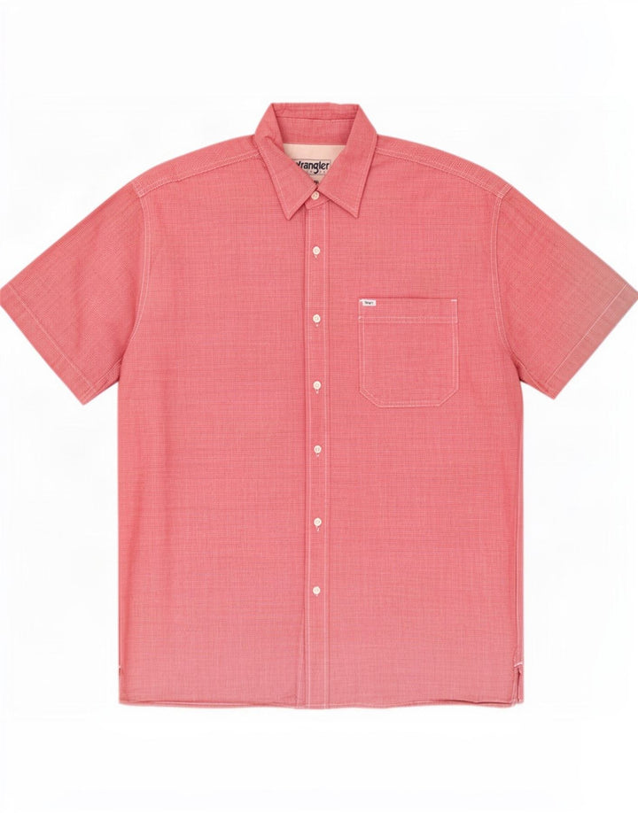 Camicia a maniche corte da uomo Wrangler XL in cotone pied de poule rosso