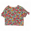 Top corto da donna vintage in camicetta UK 14 floreale multicolore medio