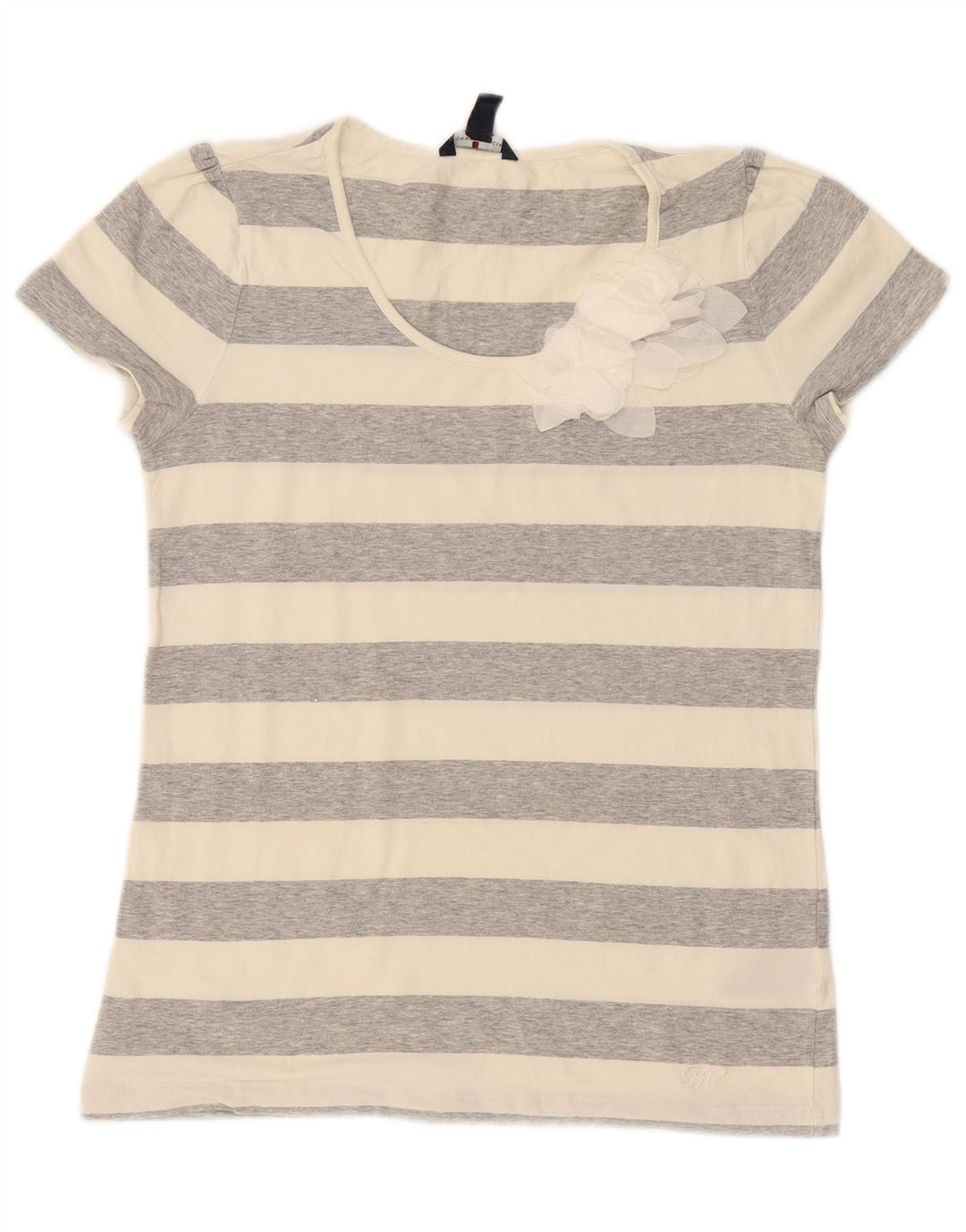 T-shirt da donna Tommy Hilfiger Top UK 12 Cotone a righe grigio medio