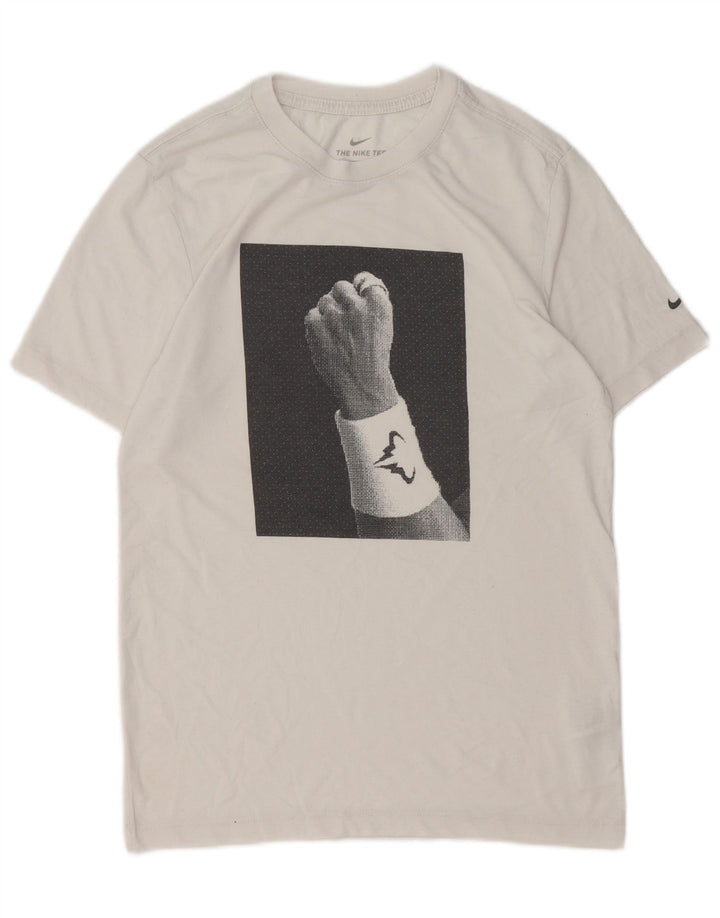 T-shirt grafica Nike Dri Fit da uomo, piccola, in cotone bianco