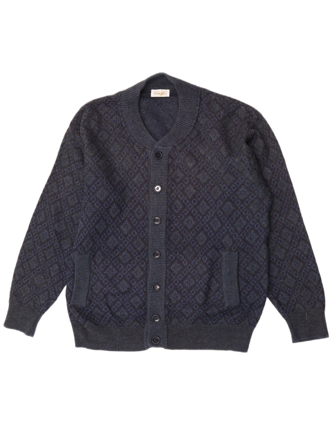Maglione cardigan da uomo Della Ciana IT 52 Large Blu Navy Argyle/Diamante