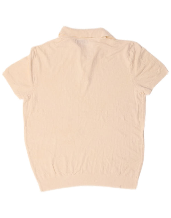 Maglione Zara da uomo a maniche corte con collo a polo, bianco sporco medio