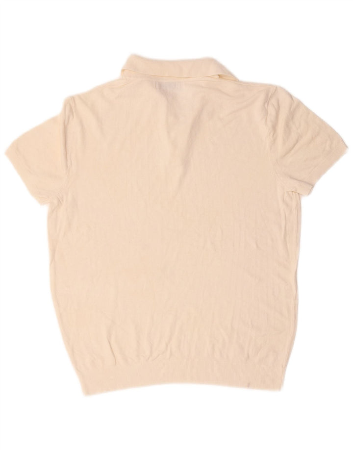 Maglione Zara da uomo a maniche corte con collo a polo, bianco sporco medio
