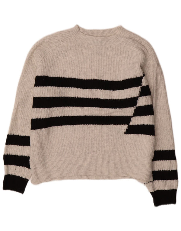 MARKS & SPENCER Maglione da donna con scollo a barca UK 14 a righe bianche medie