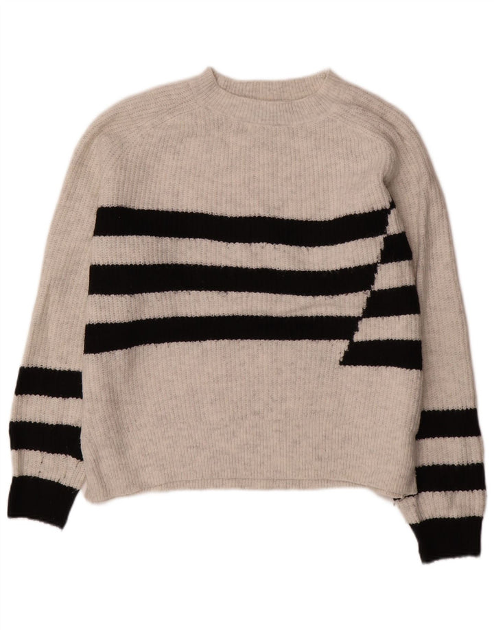 MARKS & SPENCER Maglione da donna con scollo a barca UK 14 a righe bianche medie