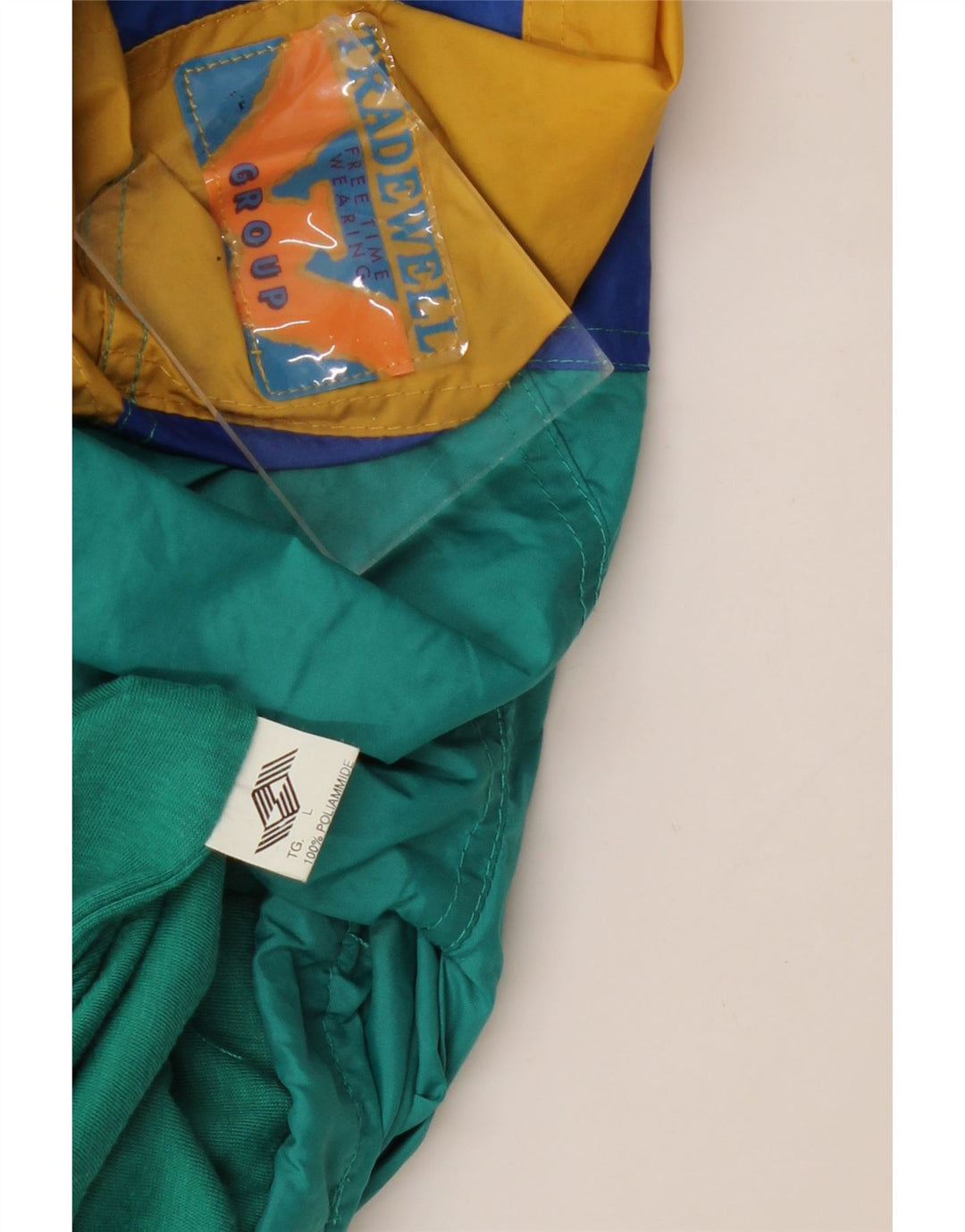 Giacca a vento da uomo VINTAGE UK 40 Large Blu Colourblock in poliammide
