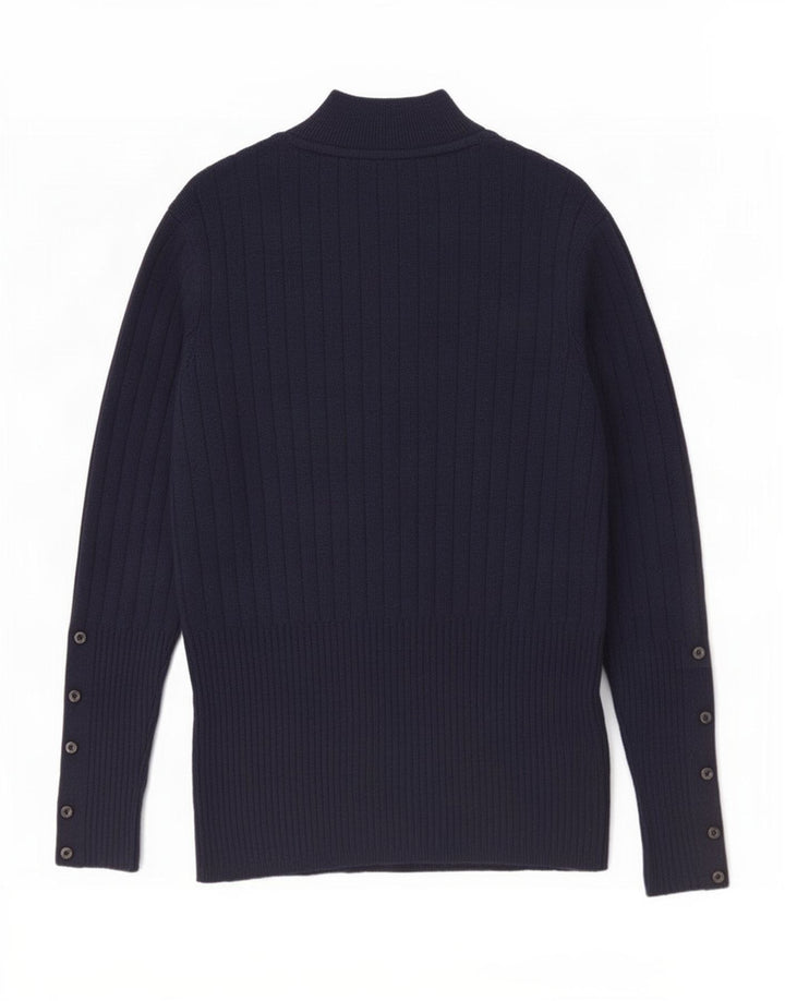 Maglione maglione a collo alto da donna Marks & Spencer UK 12 medio blu navy