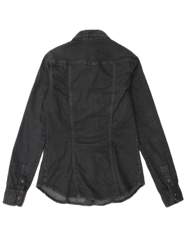 Camicia in denim da donna Zara UK 10 piccola in cotone nero