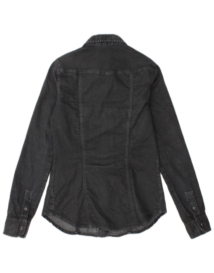 Camicia in denim da donna Zara UK 10 piccola in cotone nero