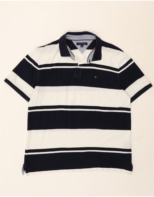 Polo da uomo Tommy Hilfiger XL in cotone a righe blu navy