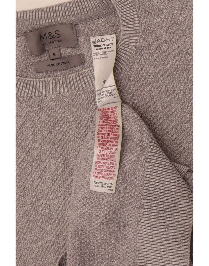 Maglione maglione girocollo da uomo Marks & Spencer piccolo cotone grigio