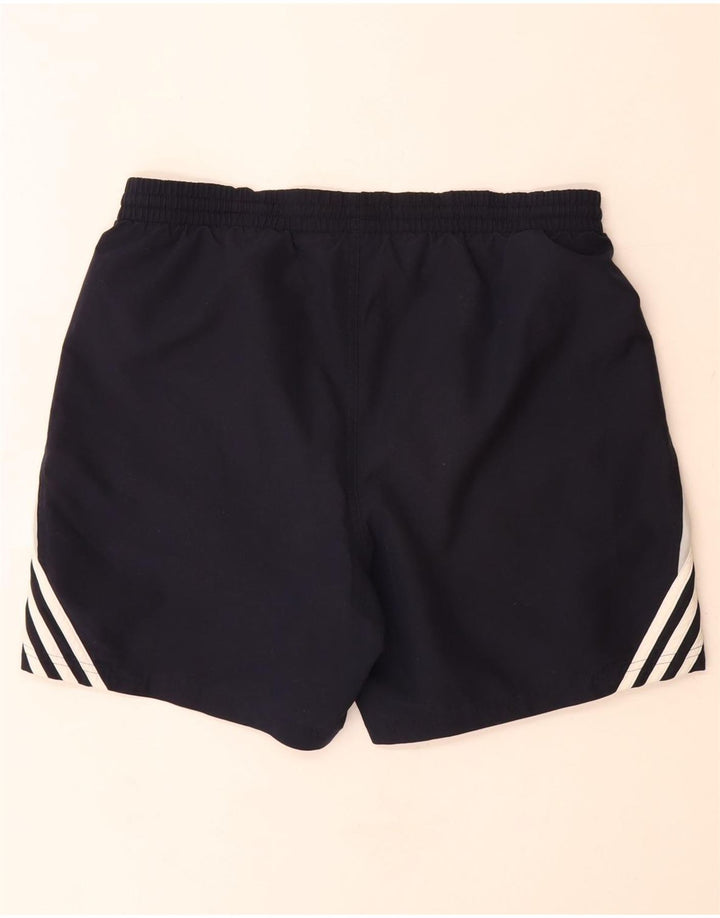 Pantaloncini sportivi da uomo Adidas Large in poliestere color block blu navy