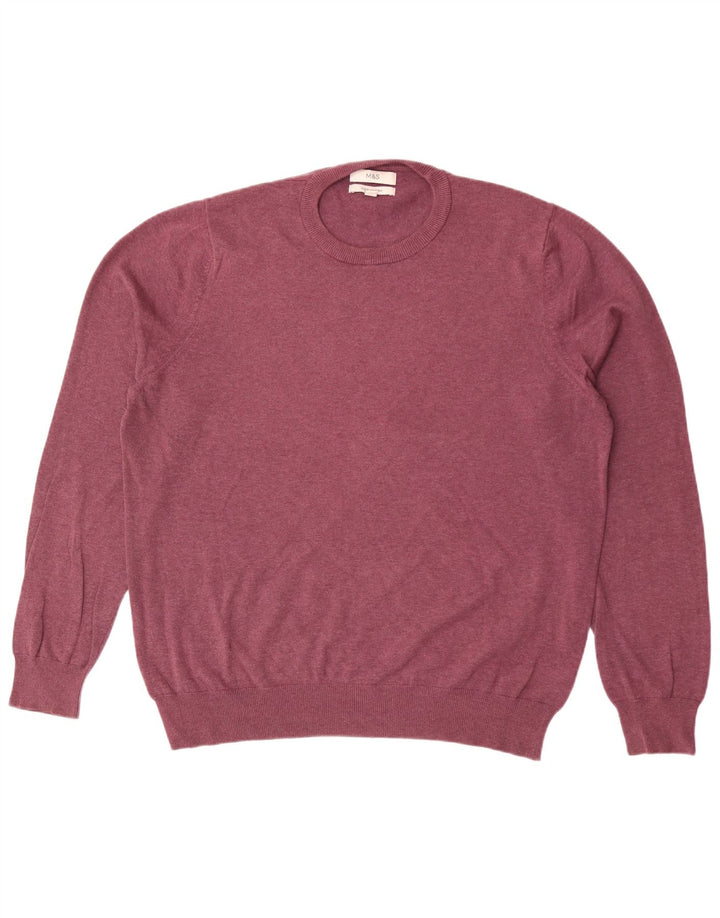 Maglione maglione girocollo da uomo Marks & Spencer grande cotone bordeaux