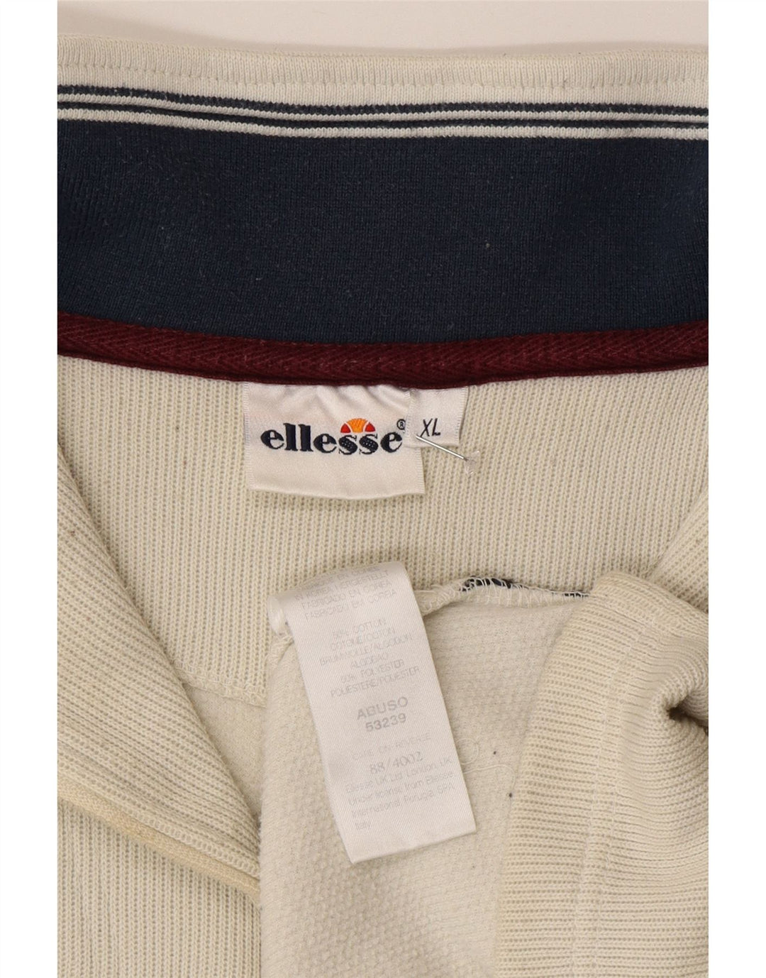 ELLESSE Felpa da uomo con zip e collo maglione XL in cotone grigio