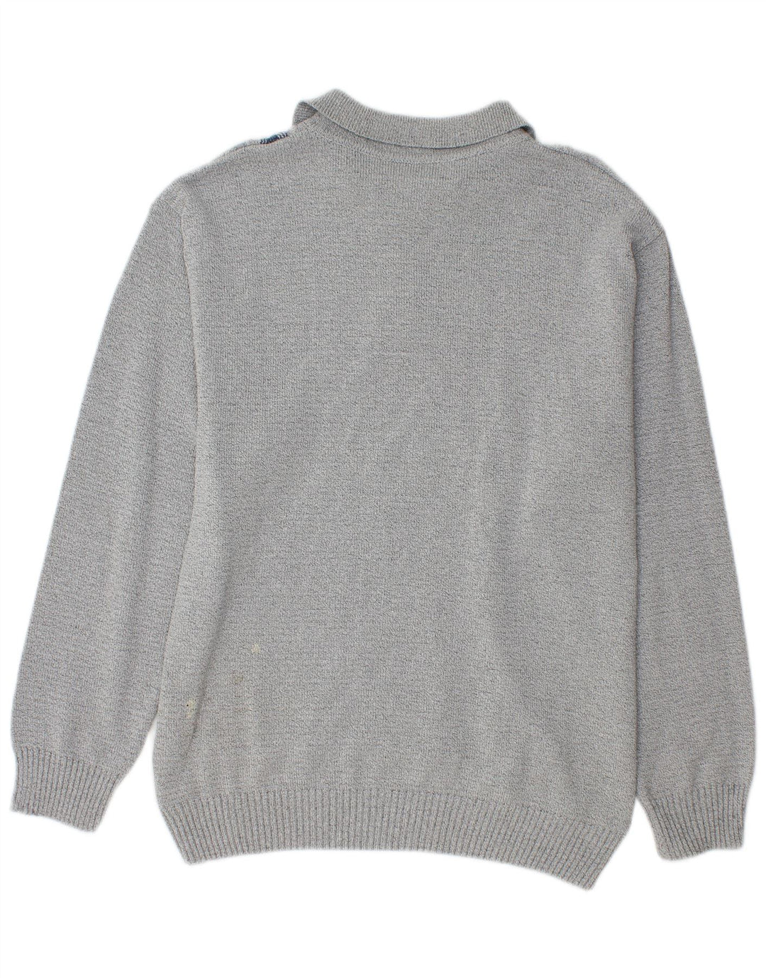 Maglione vintage da uomo con collo a polo grigio medio geometrico