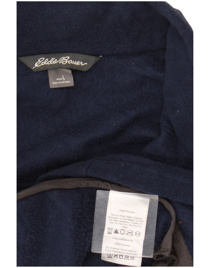 Giacca in pile da uomo Eddie Bauer UK 40 grande poliestere blu navy