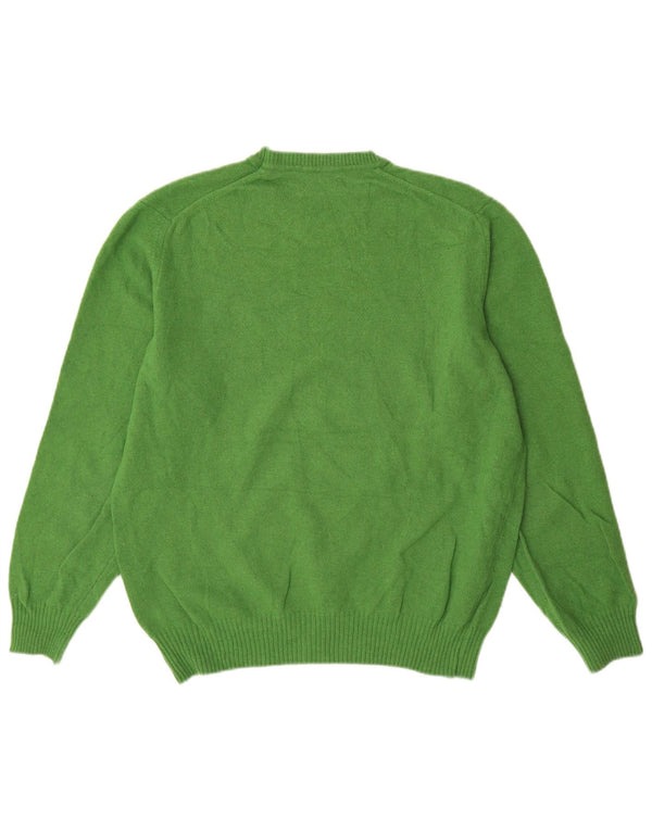 Zara Mens Crew Neck Jumper Sweater XL Green Wool