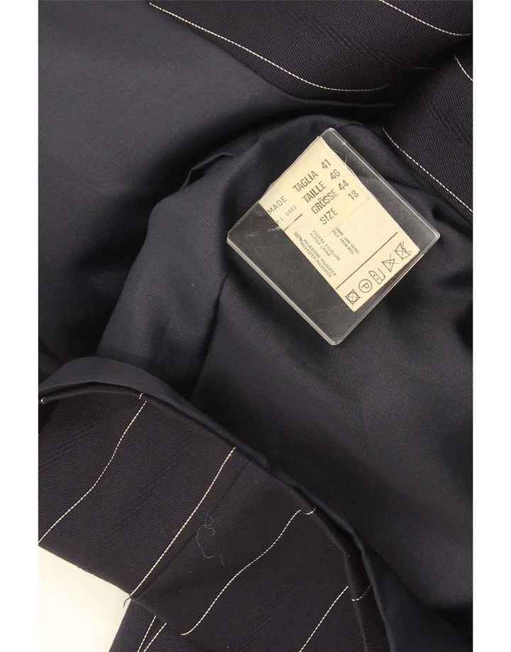 ELENA MIRO Giacca blazer da donna a 2 bottoni UK 18 XL Lana a righe blu navy