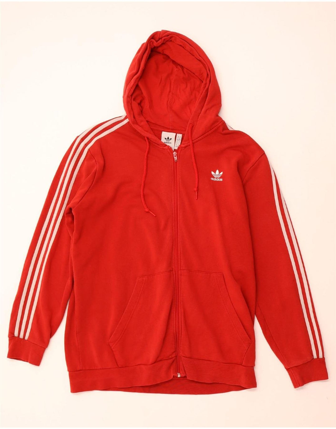 Felpa con cappuccio e zip ADIDAS da uomo XL in cotone rosso