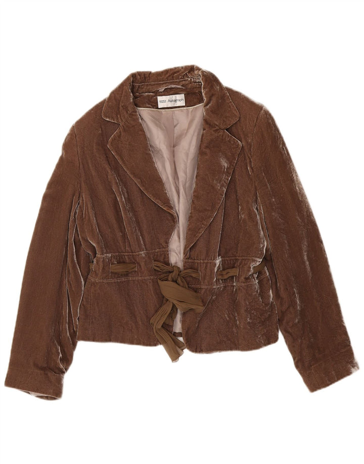 Giacca blazer in velluto autografo da donna Marks & Spencer UK 14 Marrone medio