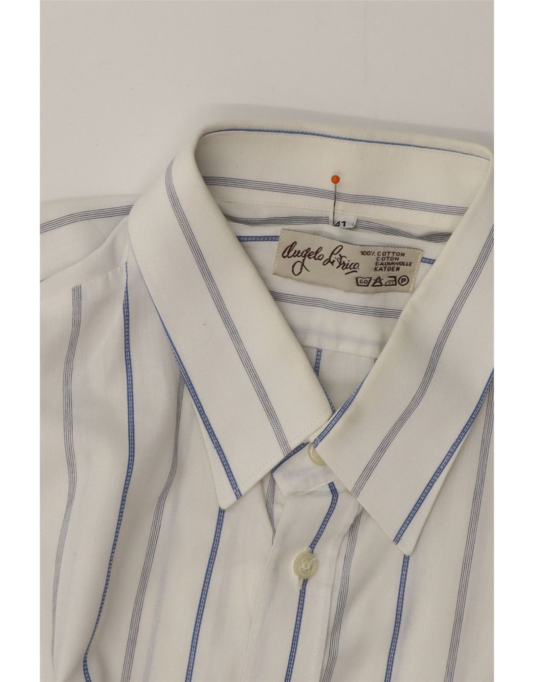 ANGELO LITRICO Camicia da uomo a maniche corte taglia 41 a righe bianche medie