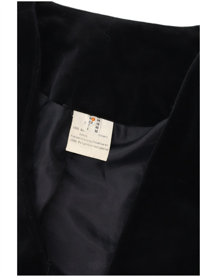 Giacca blazer in velluto da donna a 3 bottoni VINTAGE UK 18 XL cotone nero