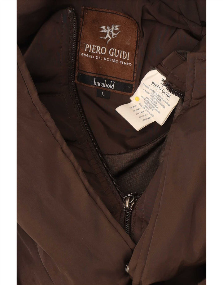 Cappotto imbottito con cappuccio da uomo Piero Guidi UK 40 Large Marrone Poliestere