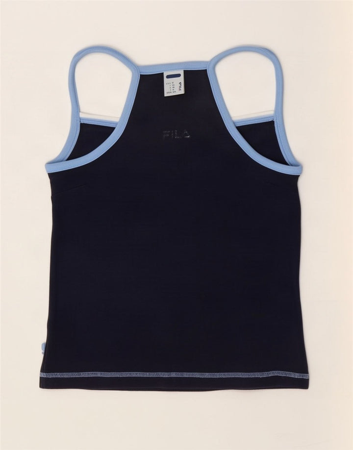 Canottiera Fila da donna UK 12 cotone medio blu navy