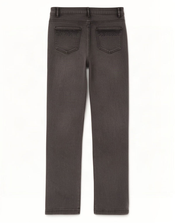 Jeans dritti da donna Marks & Spencer UK 12 medio W30 L29 cotone grigio