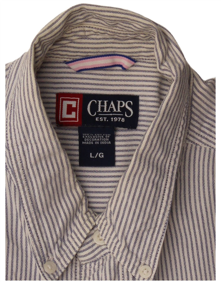 CHAPS Mens Shirt Large Blue Pinstripe Cotton