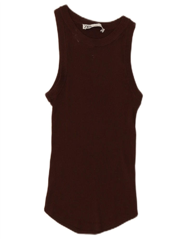 Canottiera Zara da donna UK 8 piccola in viscosa marrone